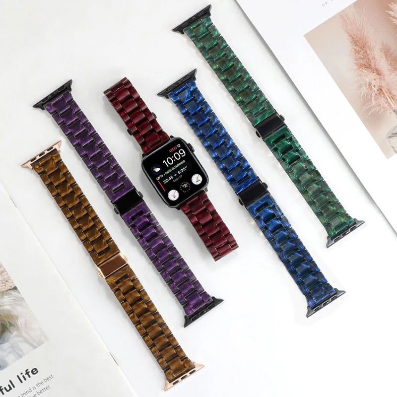 Resin Transparent Strap for Apple Watch Ultra Band 49mm 41mm 45mm 40mm 42mm 44mm Women Bracelet for IWatch Series 8 7 6 SE 5 4 3