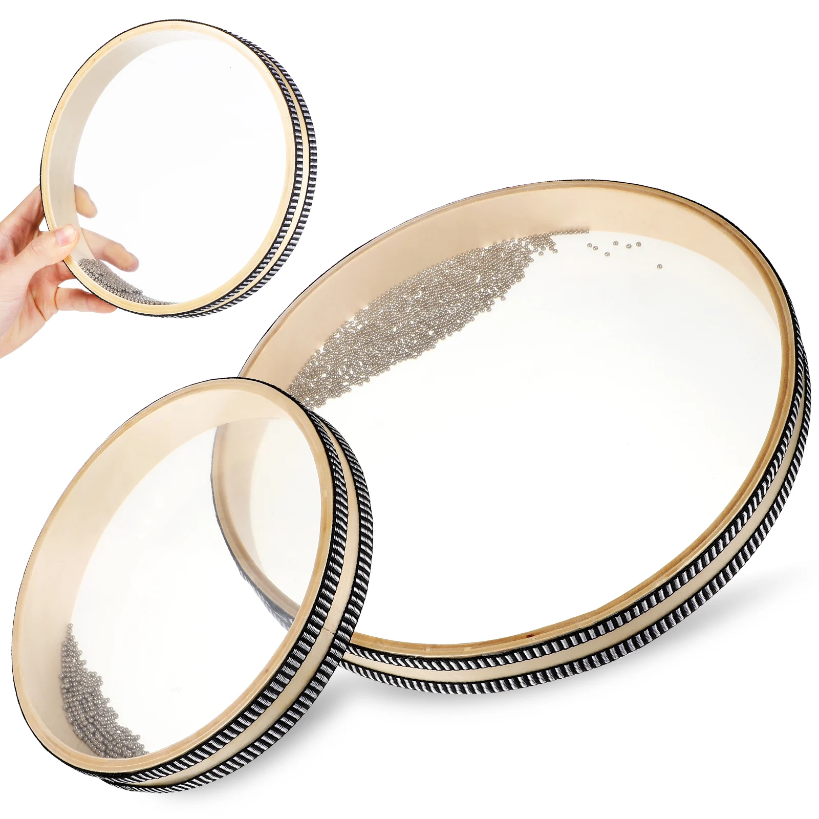 

2 pcs Ocean Drums Wave Sound Kids Adult Musical Instruments Hand Percussion Rattle Bell Round Drum Surf Drum Premium Material