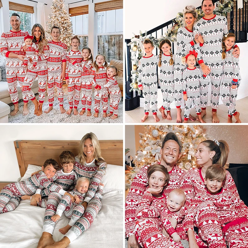 새해 2025 가족 매칭 의상, 크리스마스 면 잠옷 세트, 가정 의류, 직송, 빠른 배송, 도매