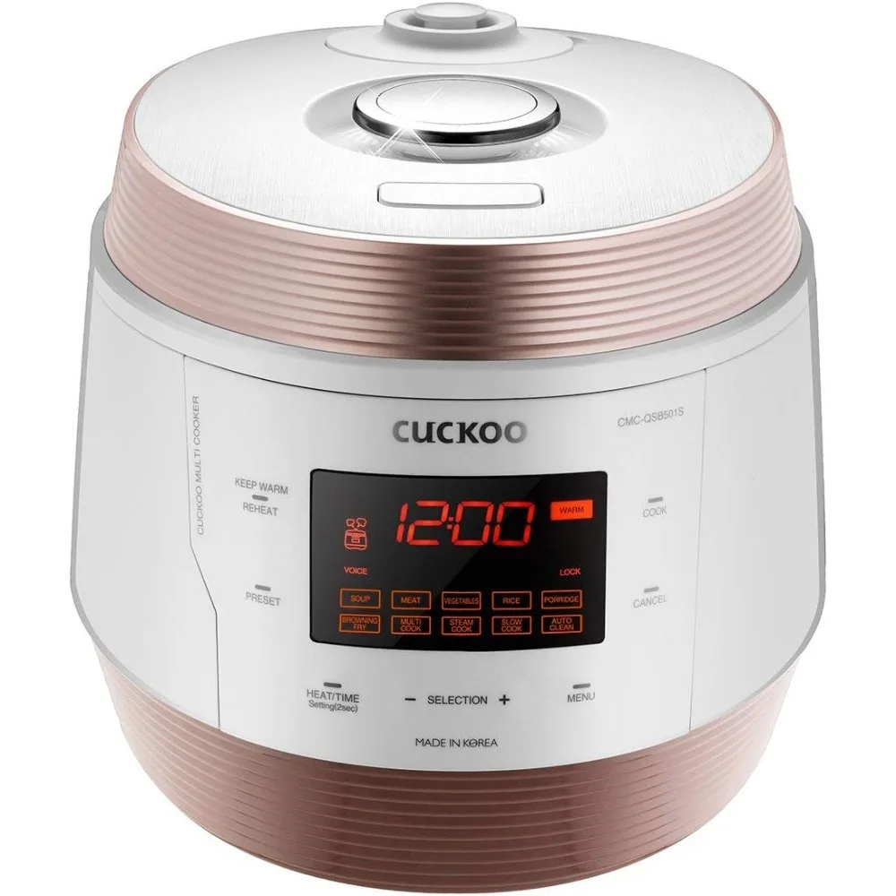 

5QT Cuckoo Electric Pressure Cooker with 10 Menu Options and Stainless Steel Pot, GOLD / WHITE