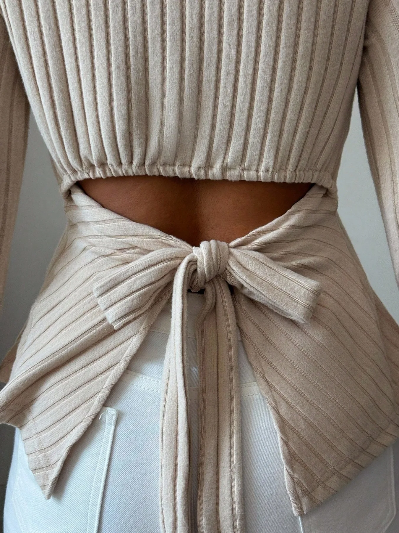Women Square Neck Ribbed Long Sleeve Top, Elastic Knit Fitted Peplum Blouse Slim Flared Hem Basic Shirt