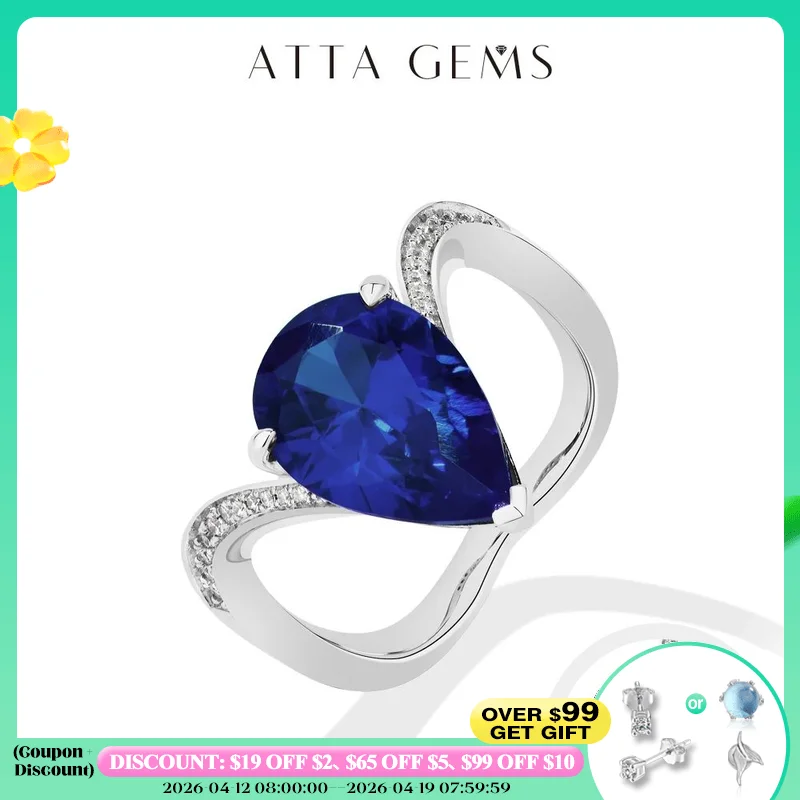 

ATTAGEMS Classic Pear cut 6CT Lab Sapphire Rings S925 Sterling Silver Lab Ruby Wedding Ring For Women Elegant Engagement Jewelry