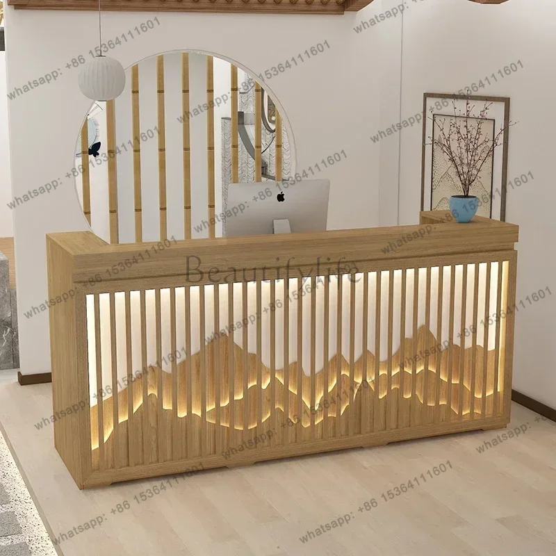 Best Sellers Log Type Bar Counter Reception Desks Beauty Salon SPA Coffee Shop Checkstand Shop Counter Billiard Room Furniture 접