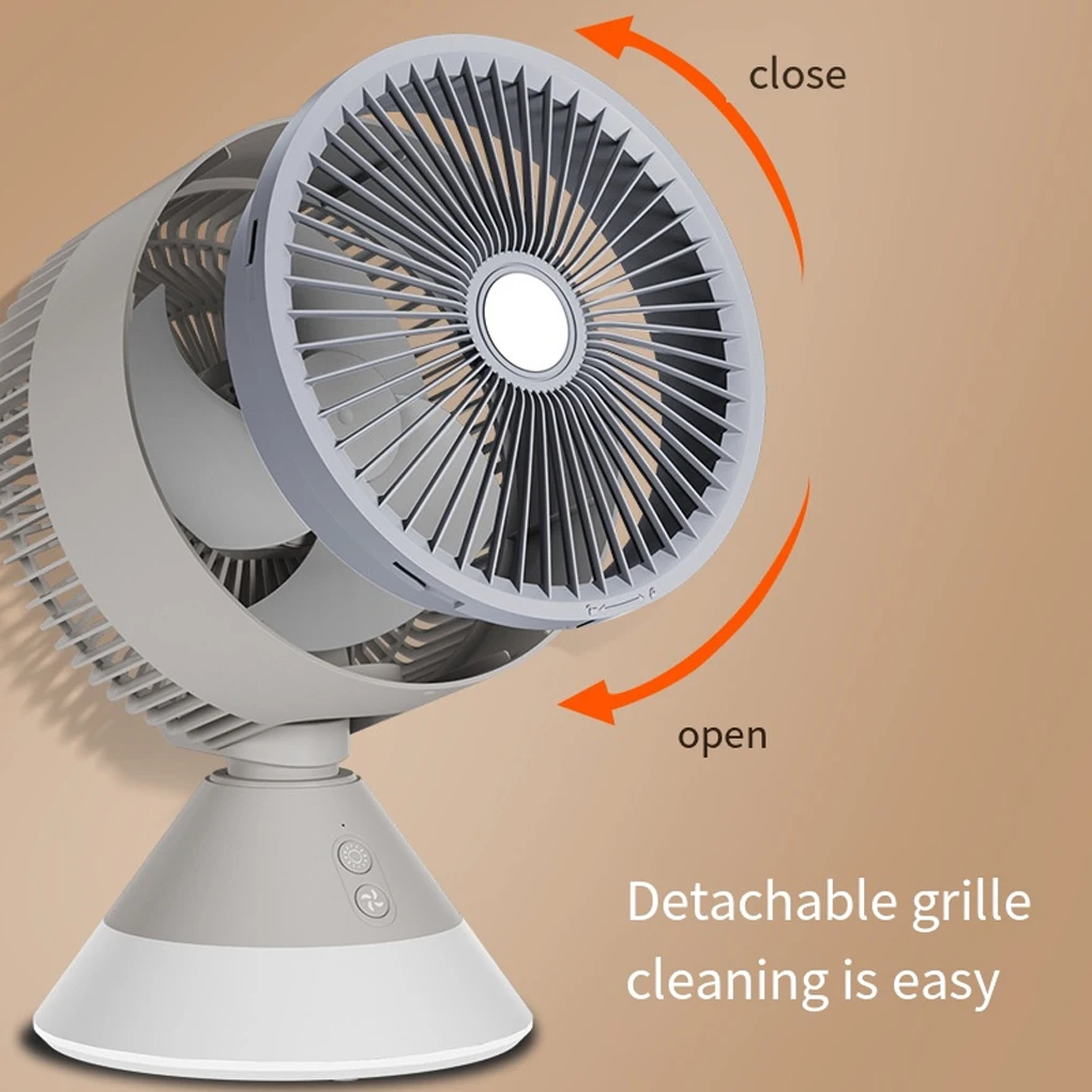 USB Charging Desktop Fan Air Circulation Fan Automatic Shaking Ambient Night Light Home Office Small Fan