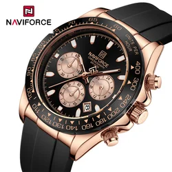 NAVIFORCE, reloj informal de negocios para hombre, reloj luminoso clásico resistente al agua, reloj de pulsera con cronógrafo y correa de silicona, reloj Masculino