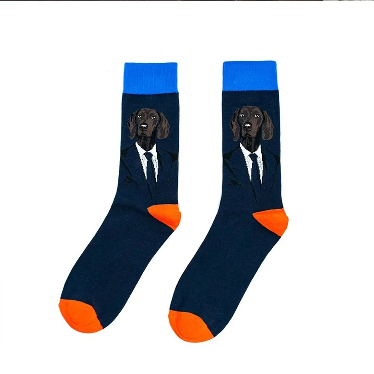 1 Pair Mr. Dog Cool Fashion Cartoon Dog Wearring Suit Jacket Casual Unisex Jacqaurd Business Funny Socks Men's Socks