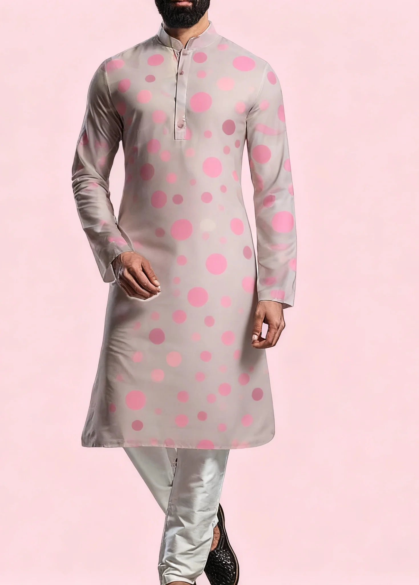 2025 Kurt bata regular de ajuste casual de moda kurtaasuha con estampado para hombre adecuada para todas las ocasiones