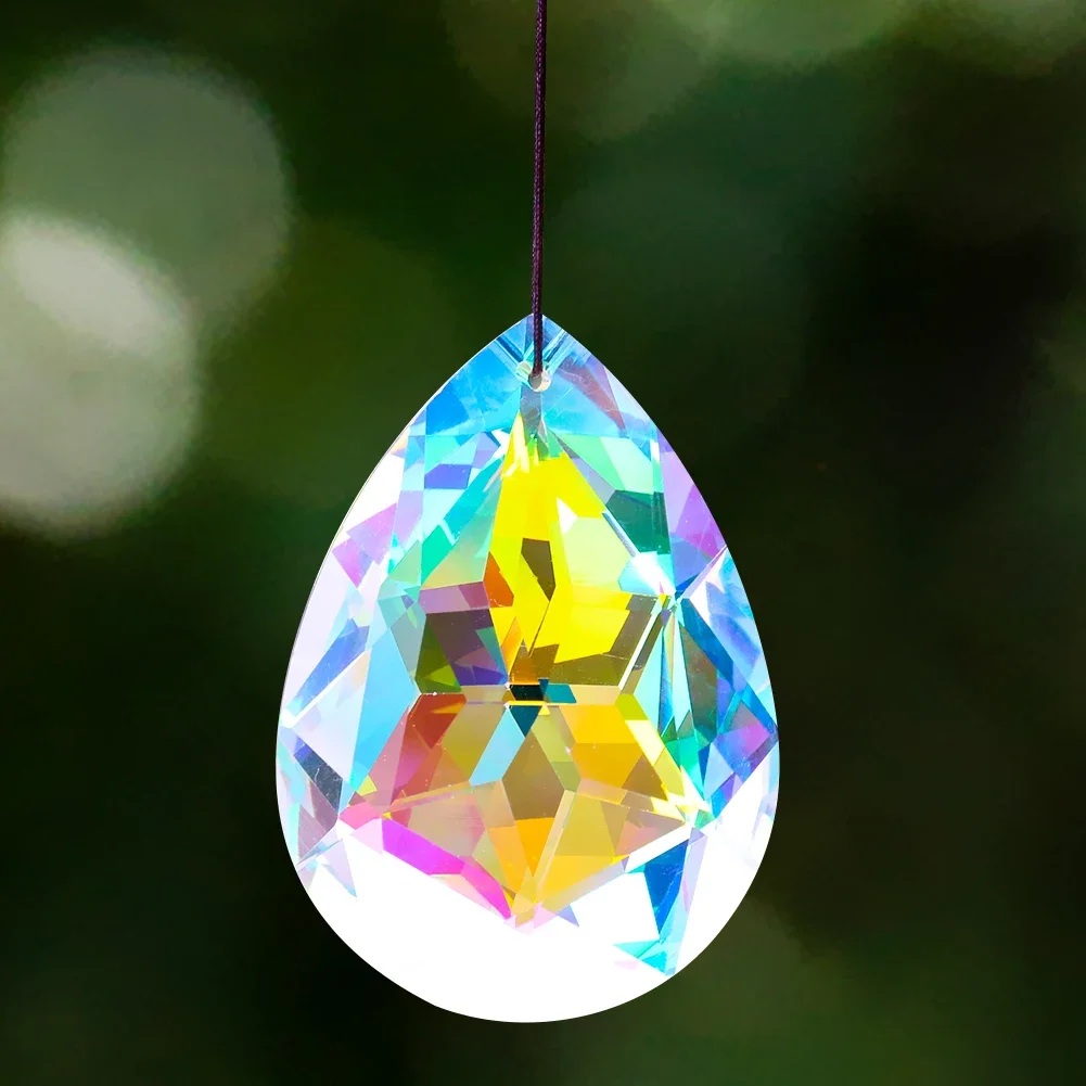 

Aurora 75mm Faceted Prism Water Drop Teardrop Crystal Pendant Rainbow Sun Catcher Chandelier Curtain Wedding Party Decor