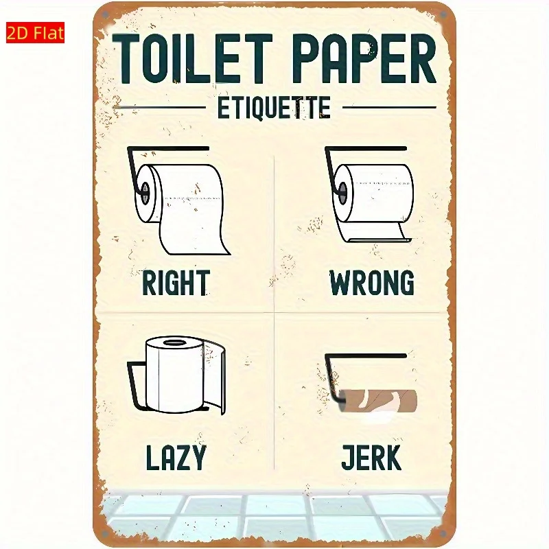 Wooden Toilet Paper Etiquette Sign -  Vintage Style Wall Decor for Bathroom, Home, Living Room, Bedroom, and Garden - Humorous