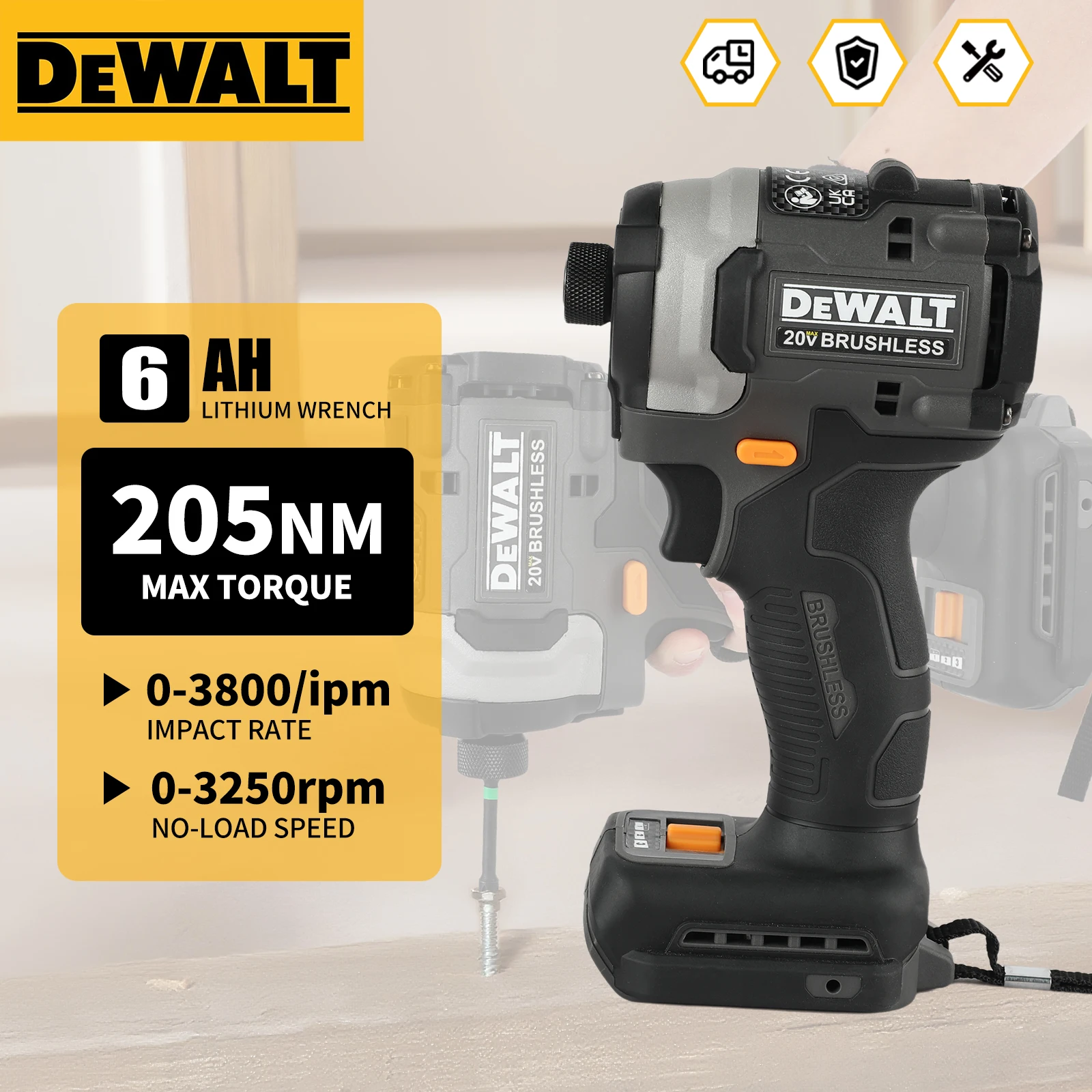 

Аккумуляторный бесщеточный шуруповерт DEWALT McLaren Edition DCF850 20В, 205 Н·м, 6.0 Ач, ударная дрель, для литиевых аккумуляторов 20В
