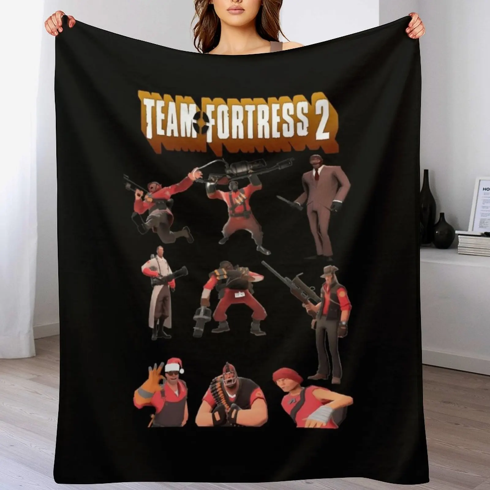 

Team Fortress 2 - All Characters Classes With Tf2 Logo Throw Blanket Personalized Gift Comforter Summer Blankets