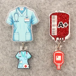 Nurse Uniform A+ Blood type Style Rotate Badge Reel Nurse Workers Enfermera ID Holder Retractable Card Holder Accessory