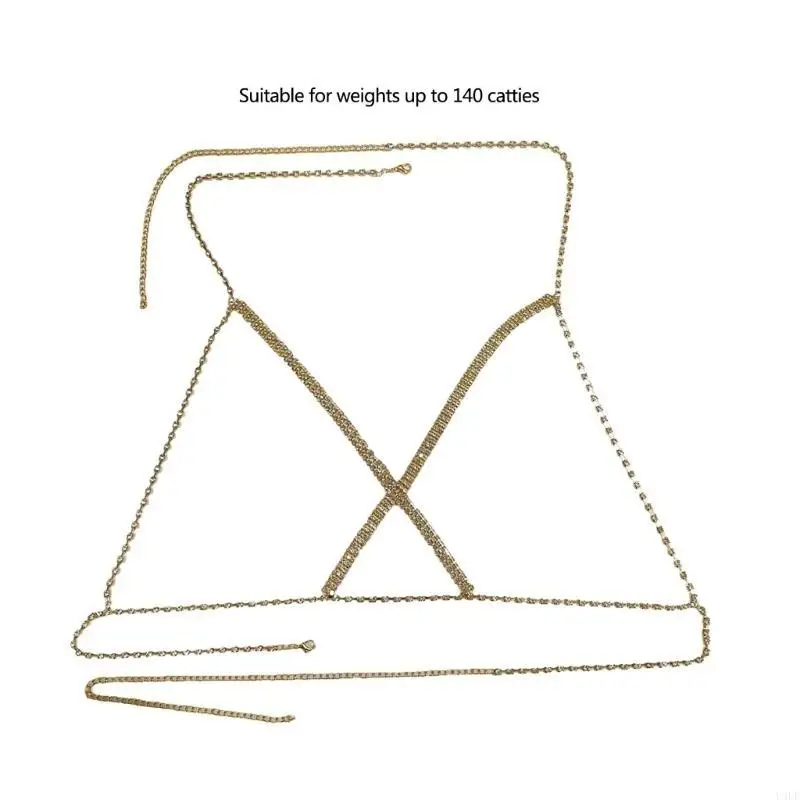 U4LE سلسلة الجسم النسائية أحجار الراين سلسلة الصدر لملابس الحفلات الليلية مجوهرات الجسم #6