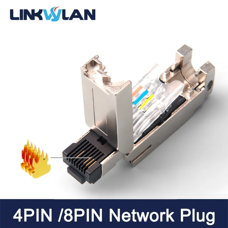 Linkwylan Profinet 4Pin 8Pin Industrial Field Connector Straight Angled Modular Plug Toolless Shielded For 6GK1901-1BB10-2AA0