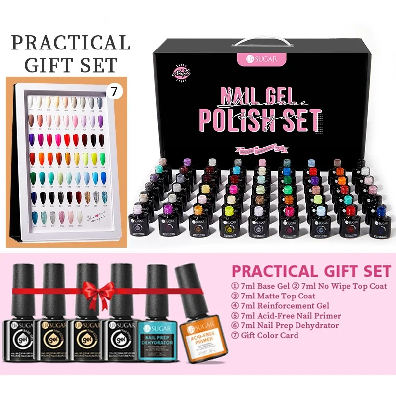 

Ur Suiker Kleur Gel Polish Kit 60 Stuks + 6 Stuks Email Vernish Voor Nail Art Design Hele Set Nagelgel Leerling Kit