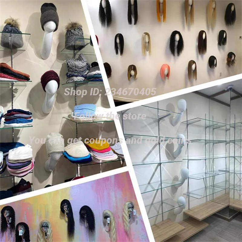 Mannequin de tête féminine suspendu au mur électrolytique, affichage de tissu de perruque, accessoires de modèle, faux cadre, 3 styles, E048