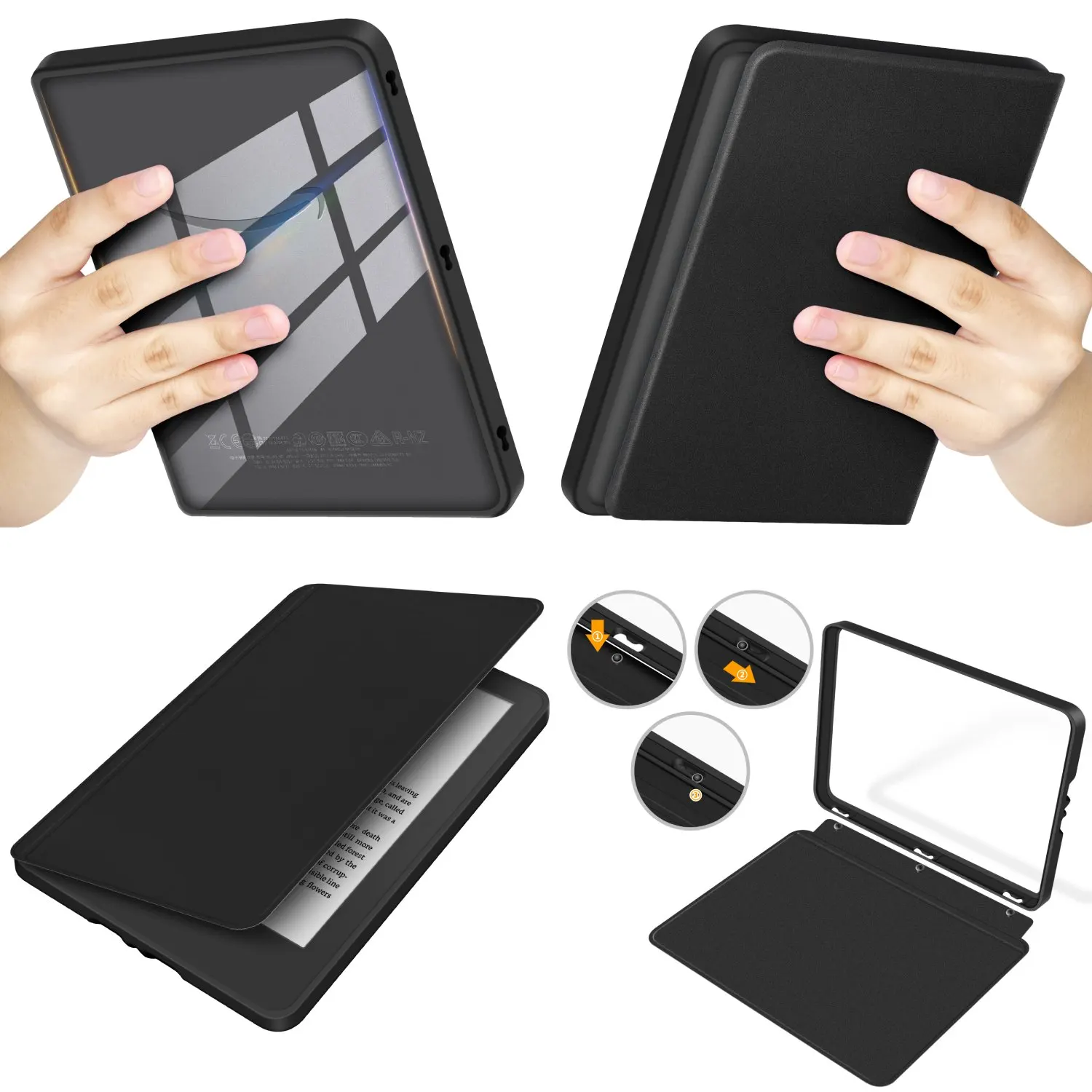 Etui 2w1 z odłączaną tylną szybką z przezroczystego akrylu i skórzaną osłoną PU z funkcją budzenia/usypiania do Kindle 11. generacji (2024/2022) 6 cali, model RS23CV / C2V2L3 Funda — zdjęcie produktu 6