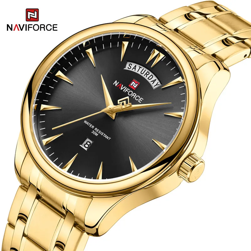 

NAVIFORCE Brand Men's Sports Watch Stainless Steel Male Military Quartz Wristwatches Waterproof Date Luminous Clock Reloj Hombre