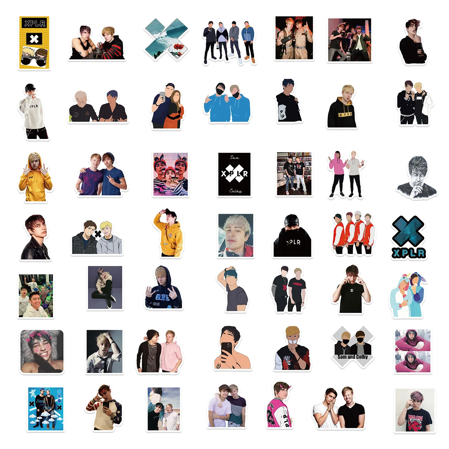 10/50 шт. наклейки Influencer Sam and Colby для ноутбука, телефона, гитары, скейтборда, водонепроницаемые наклейки, забавные крутые наклейки с граффити «сделай сам»