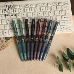 JIANWU Vintage Smoky Color Press Gel Pen 0.5mm Black Quick Drying Creative DIY Journal Student Supplies Stationery