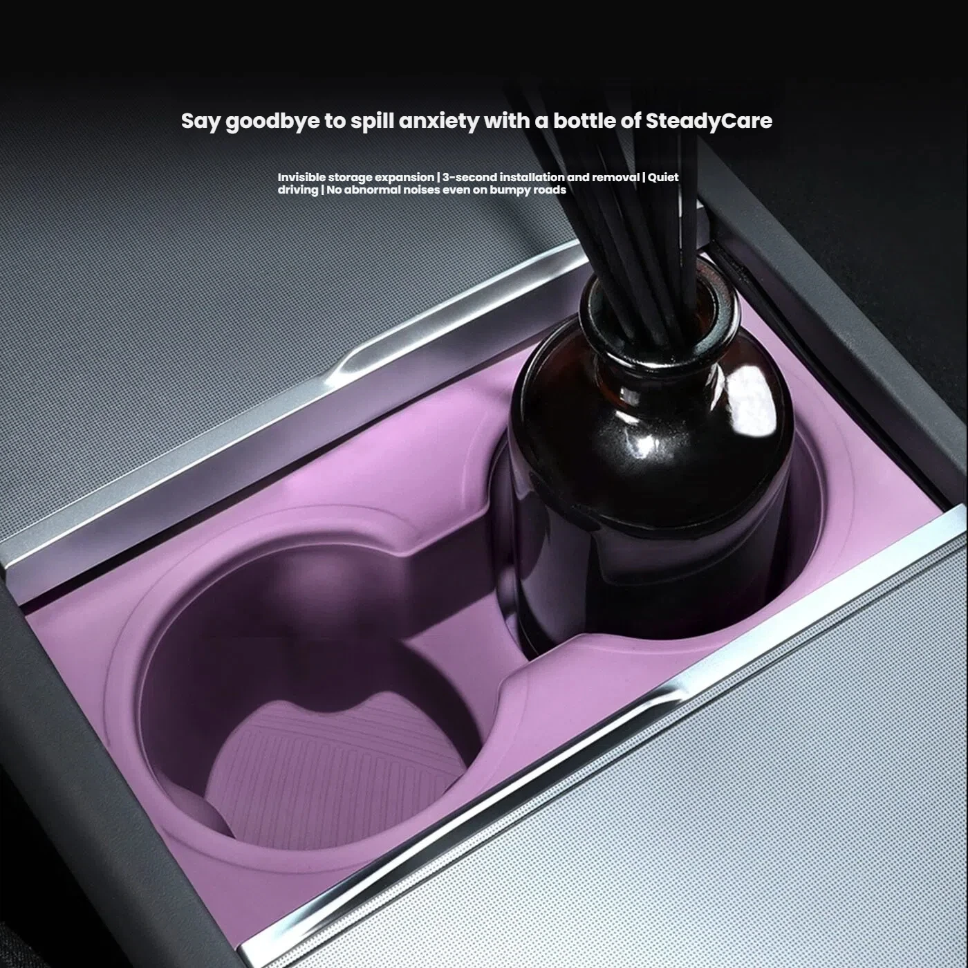 For Tesla Model Y/YL/3 Highland Center Console Wireless Charging Silicone Pad Cup Holder Mat Anti-slip purple style accessories view 3