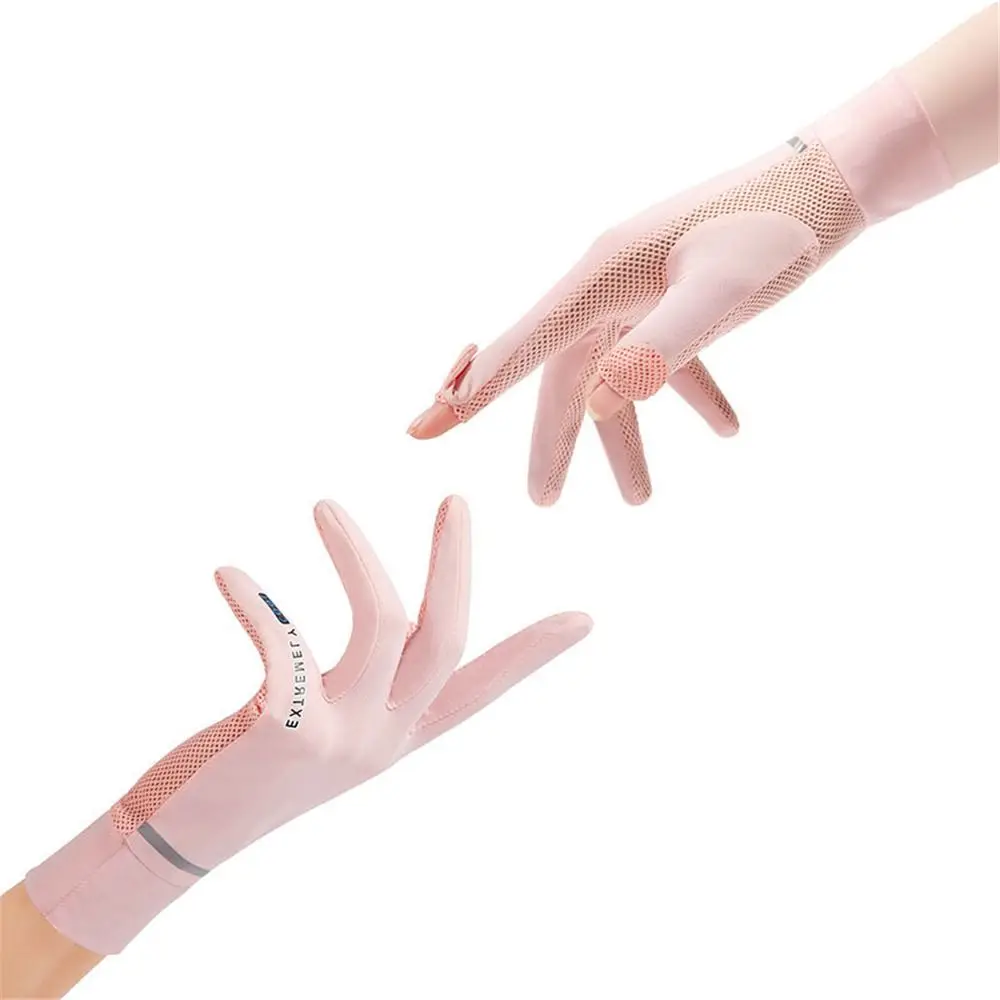 Women Female Summer Thin Mittens Ice Silk Gloves Sun Protection Gloves Anti-UV Gloves