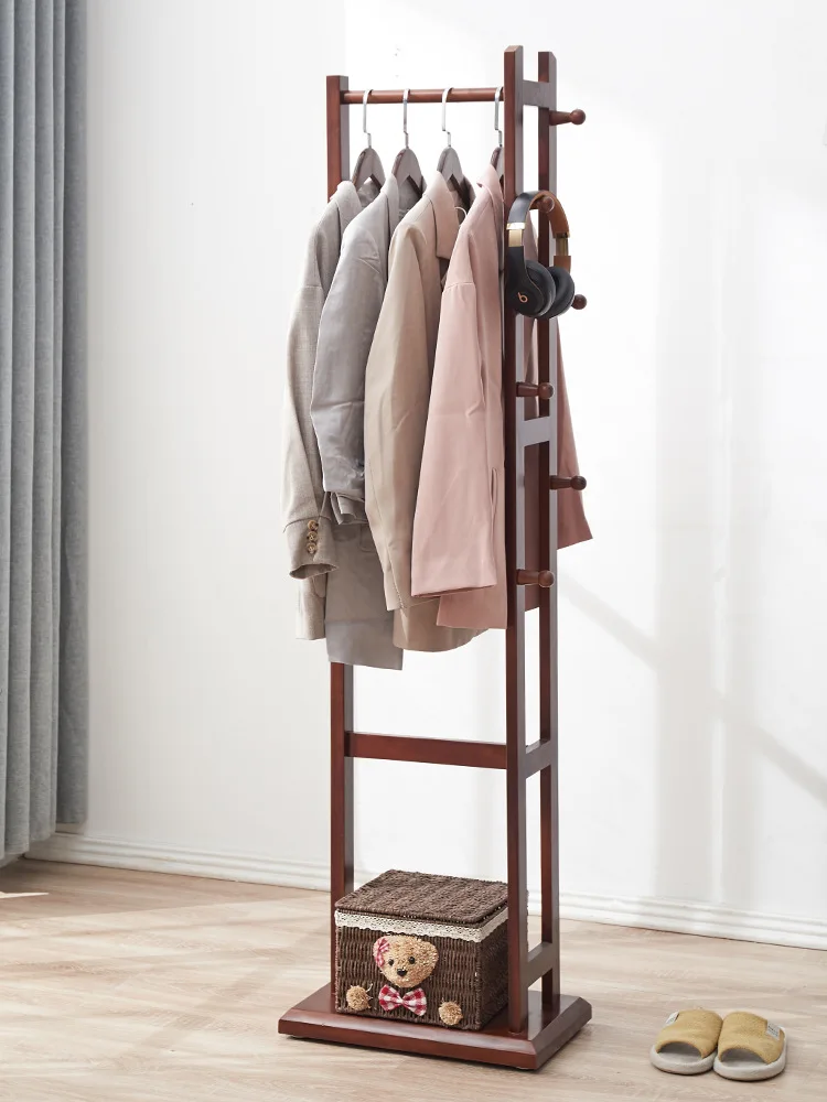 

Simple solid wood coat rack floor to ceiling bedroom hanger modern