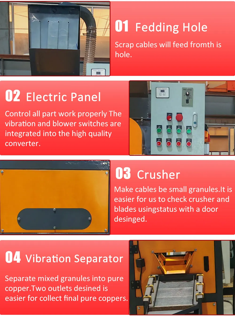 منتج جديد آلة تحبيب النحاس ACCE آلة تحبيب الكابلات آلة إعادة تدوير الأسلاك النحاسية #4