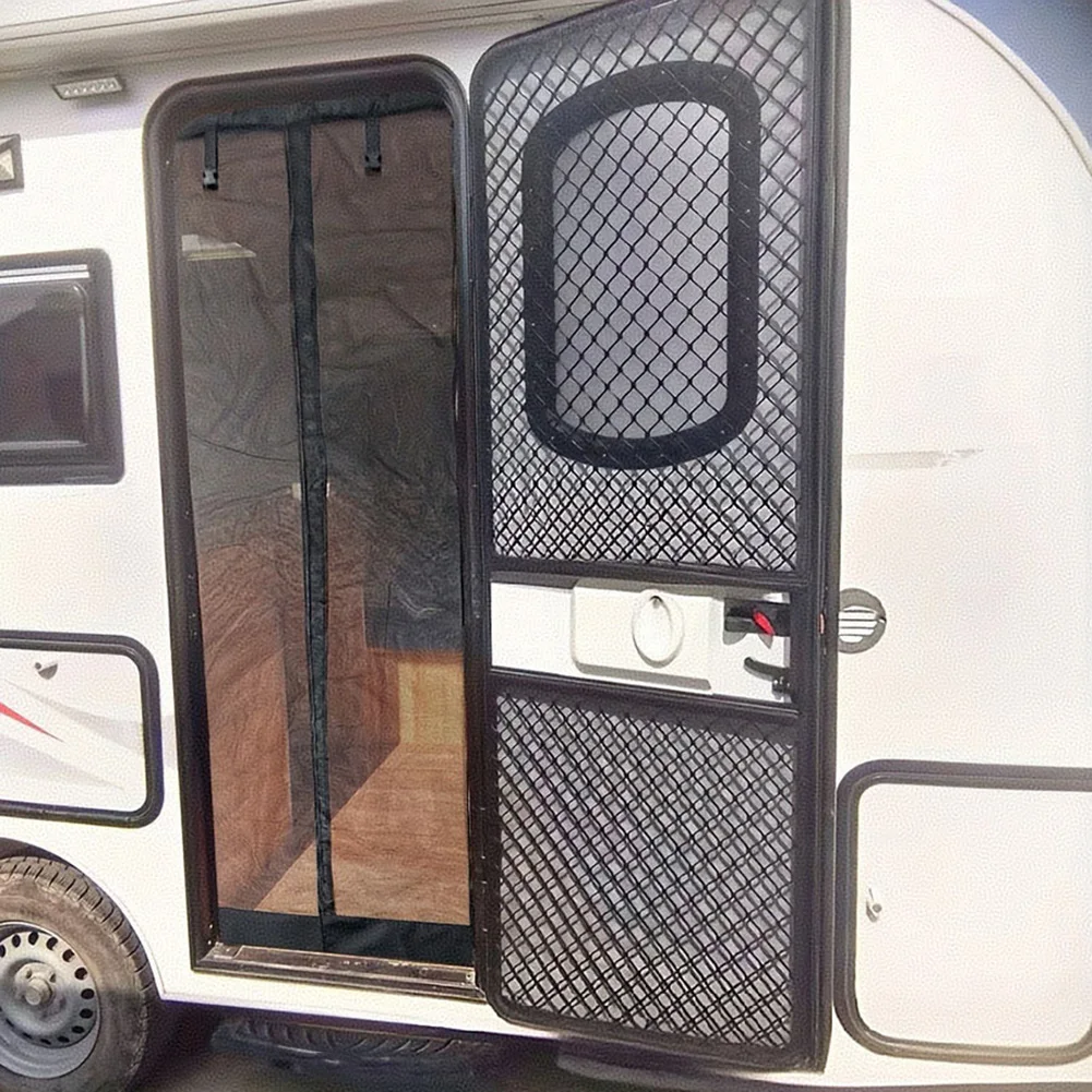 For Trailers Mesh Net RV Door Curtain Easy Installation for Sun Protection Compact Storage for Your Convenience