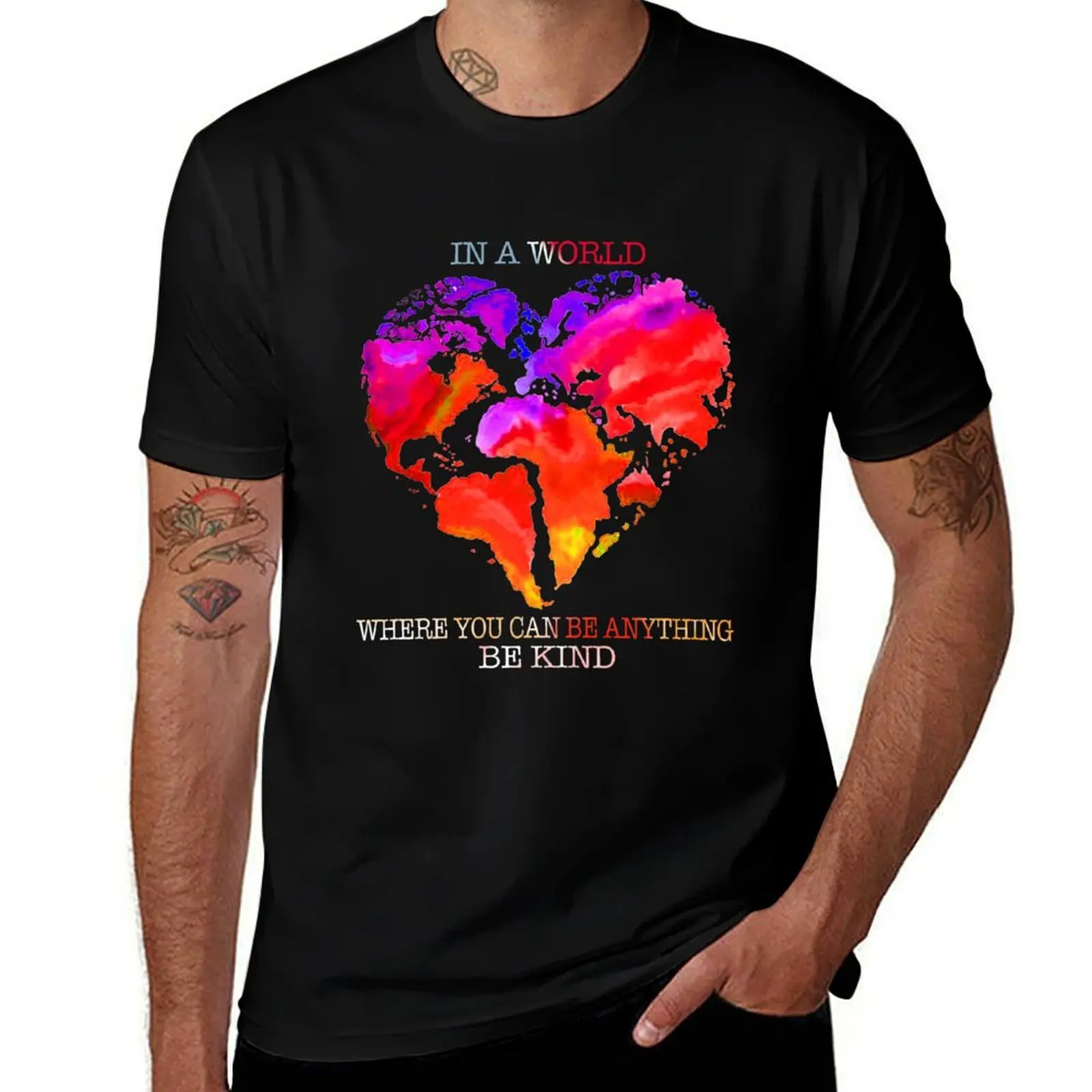

Heart In A World Where You Can Be Anything Be Kind Shirt T-Shirt t shirts with prints t shirts for man slim fit T-Shirt