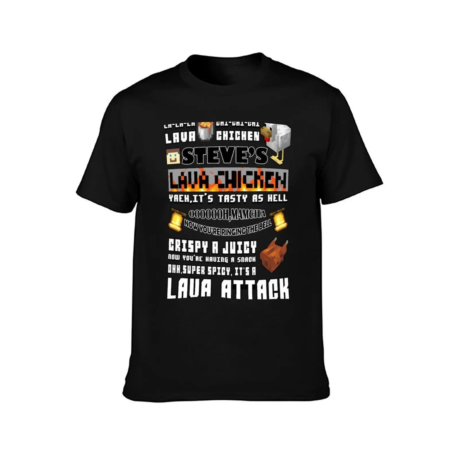 steves lava chicken song T-Shirt, Summer Casual Cotton Tee, Oversized Streetwear Tops, Vintage Graphic Print, Unisex Men Women
