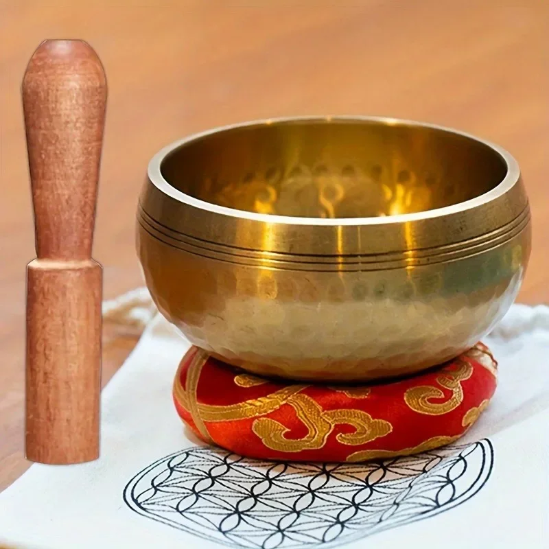 New Tibetan Sound Bowls 7 Size Himalayan Buddhist Yoga Meditation Singing Bowl Set Cushion Mallet Bowl Fengshui