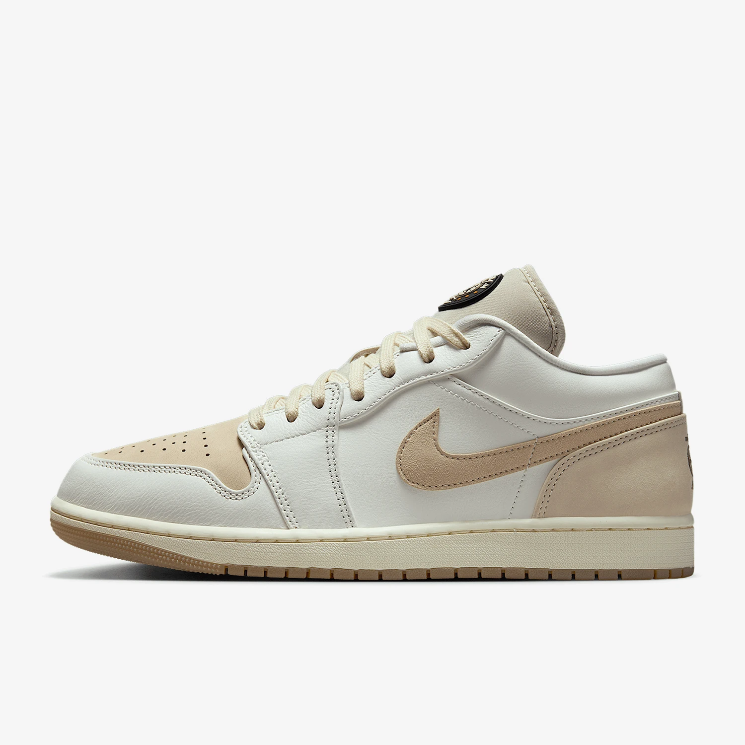 حذاء كرة السلة Nike Air Jordan 1 منخفض ناعم ومريح وغير قابل للانزلاق ومقاوم للاهتراء منخفض الارتفاع للرجال باللونين الأبيض والبني IB8855-121 #5