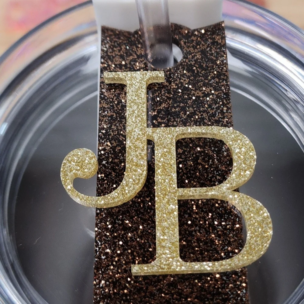 Customized chocolate golden water bottle cup label | Golden glittering letters | Name decoration | Brown mirror - view 5
