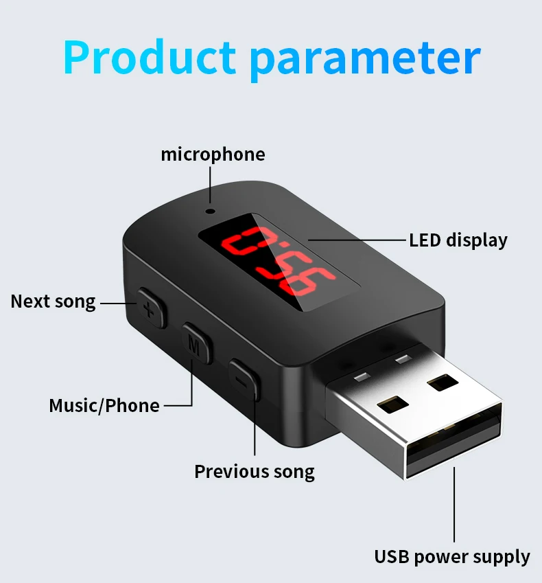 Bluetooth 5.4 Car Transmitter Receiver Handsfree Call Car Kit Mini USB Power Auto Wireless Audio Adapter For Fm Radio