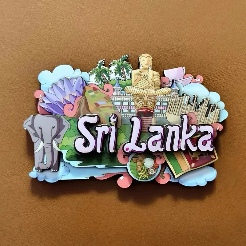 Sri Lanka Wood 3D Fridge Magnets Tourism Souvenirs Refrigerator Magnetic Stickers Home Decoration Gift