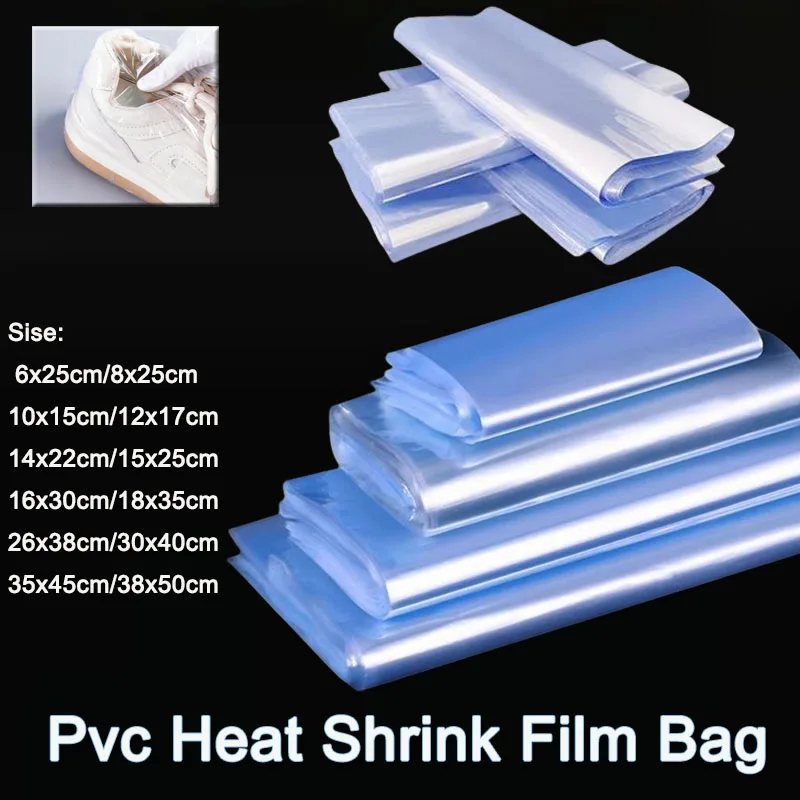 25 uds película termorretráctil de PVC bolsas portátiles grandes de envoltura retráctil para zapatos bolsa de plástico aislante para polvo bolsa de almacenamiento de zapatos deportivos