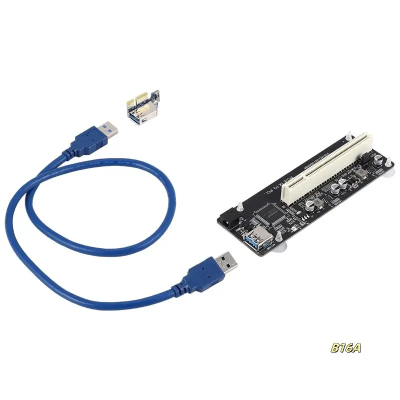 

PCIE PCI-E PCI Express X1 To PCI Riser Card Bus Card High Efficiency Adapter Converter USB 3.0 Cable For Desktop PC