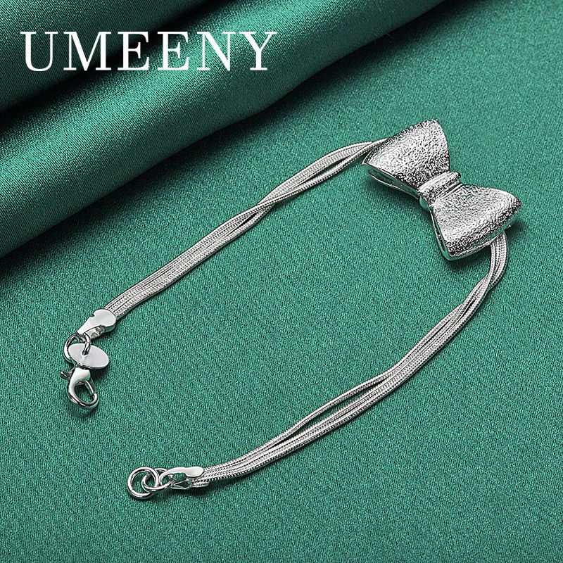 

Exquisite 925 Sterling Silver 8 Inch Exquisite Bow Bracelet Fashionable Women's Gift Accessories