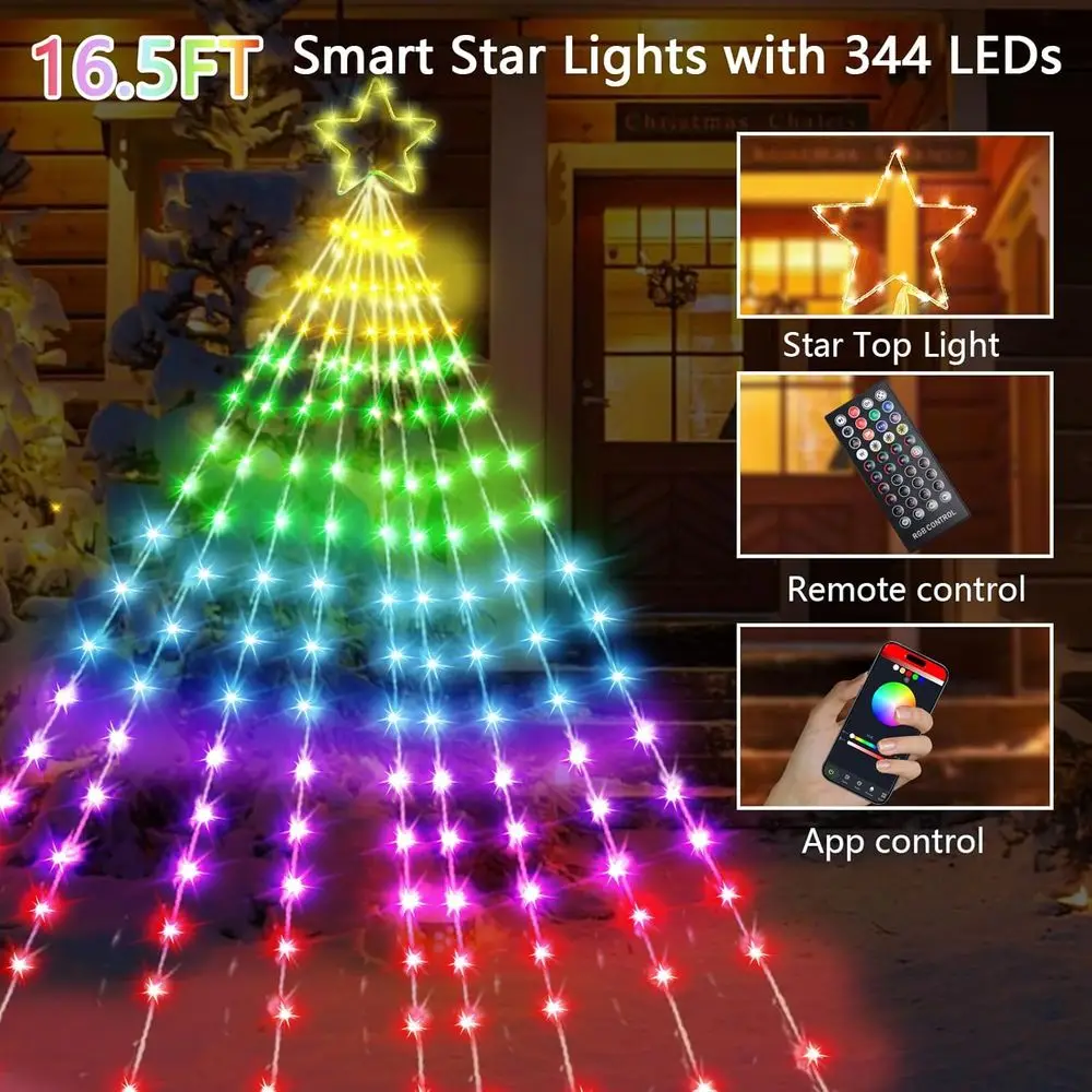 أضواء شجرة عيد الميلاد 315-LED قابلة للتخصيص مع جهاز تحكم عن بعد ومؤقت وتحكم في التطبيق ومزامنة الموسيقى لديكور ساحة العطلات #4