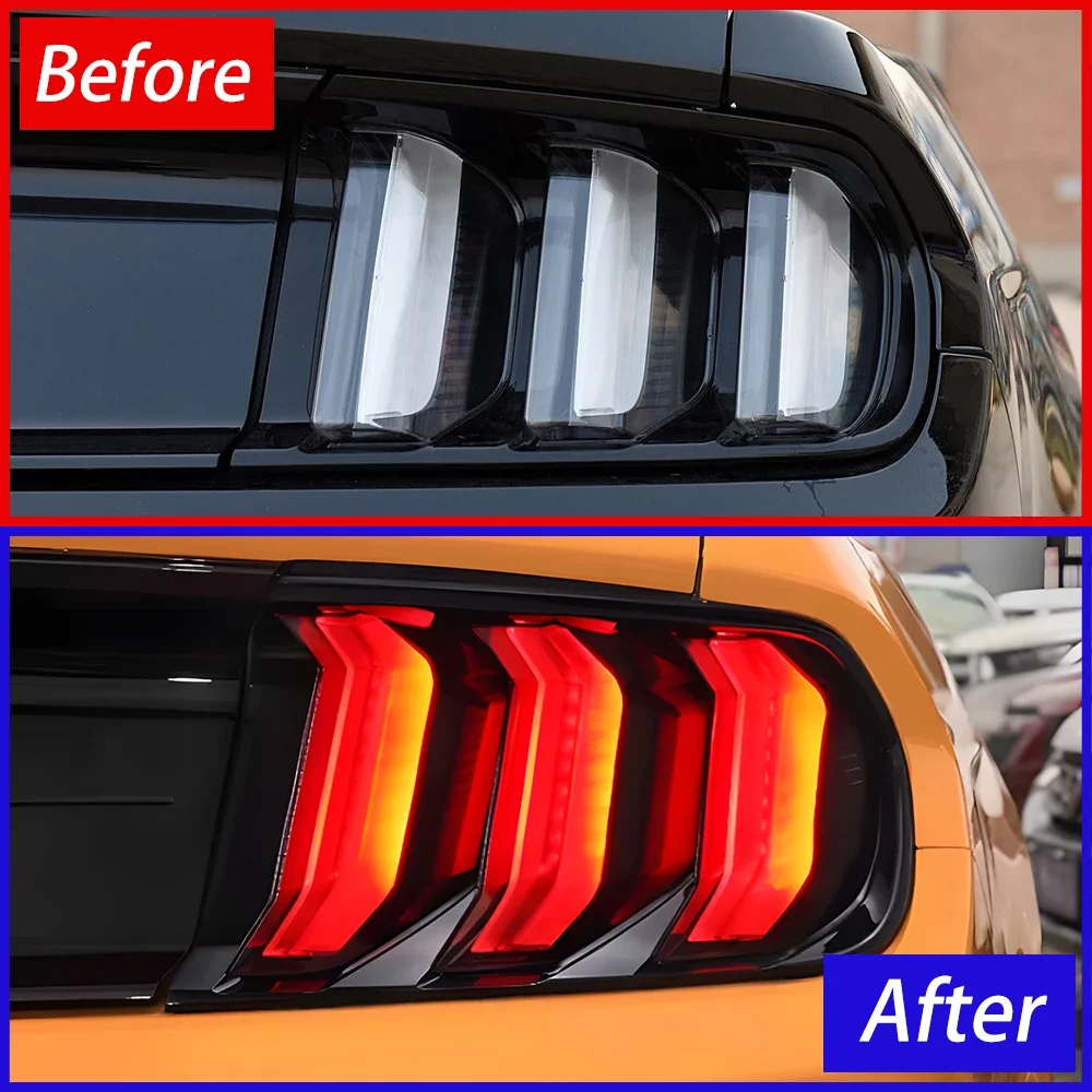 Car Taillights Assembly For Ford Mustang 2015-2023 LED Auto Rear Back Lamps Upgrade Flashing Turn Light Tool Car Accessories