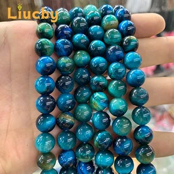 Natural Multicolor Blue Tiger Eye Stone Round Beads Smooth For Jewelry Making DIY Bracelet Necklace 15