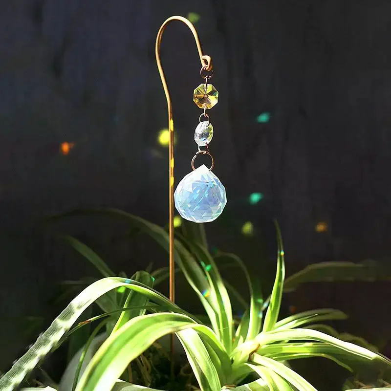 1Pcs Garden Lawn Decoration Sun Catcher Crystal Ball Flower POTS Pile Plant Stumps Potted Plants Indoor Outdoor Hanging Decor