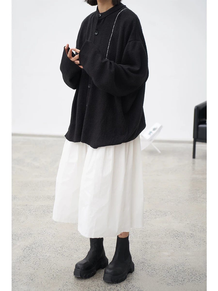 

Unular 996 Knitted Sweater Dr with Zipper Loose Long Sve Fake Two-Piece Spring 2026 Women's Casual Sweet Sle Dr