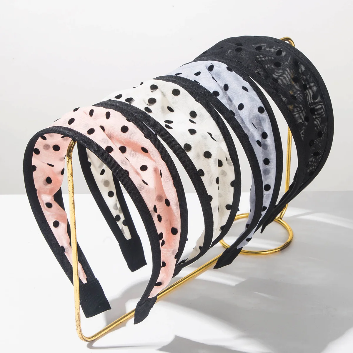 2026 Women Polka Dot Mesh Hair Accessories Soft Sheer Tulle Wide Headband Comfortable Breathable Hair Band Travel Daily Headwear