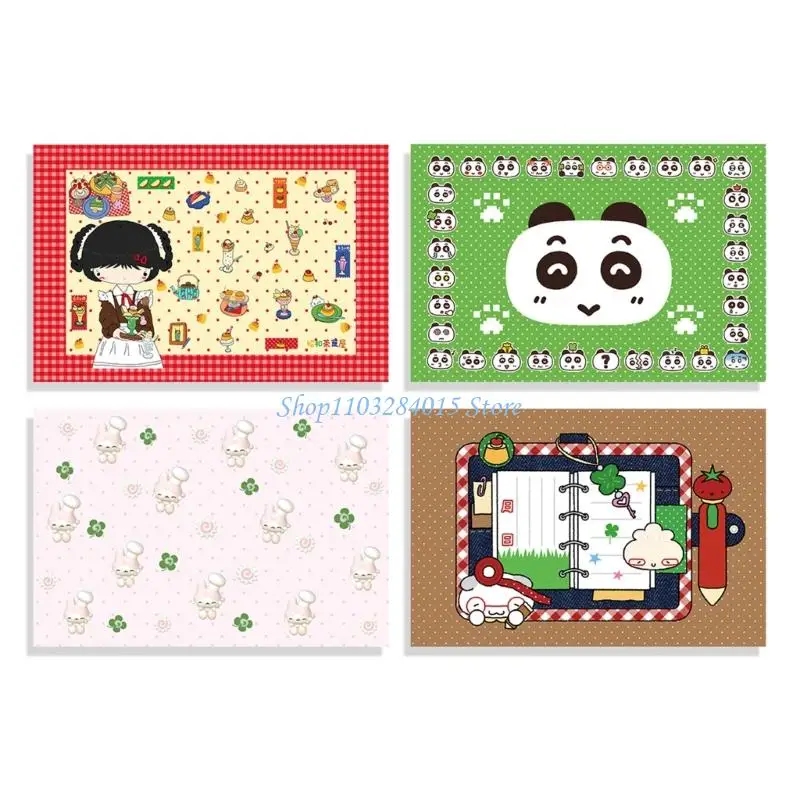 

R6FF Cartoon Desktop Pad Washable Cotton Linen Desk Mat 40x60cm Table Covers Decorative Table Cloth for Dinning Table Office