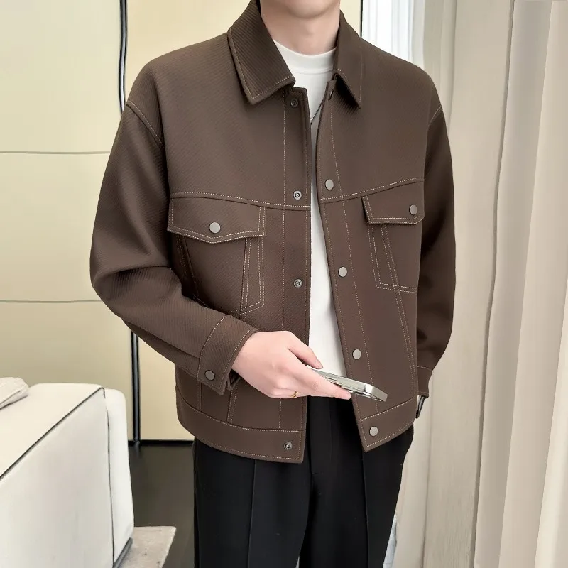 

Стильная мужская куртка для осени и зимы, модный бренд, легкий узорчатый дизайн, модель M, с декоративной строчкой, рабочая одежда, верхняя одежда