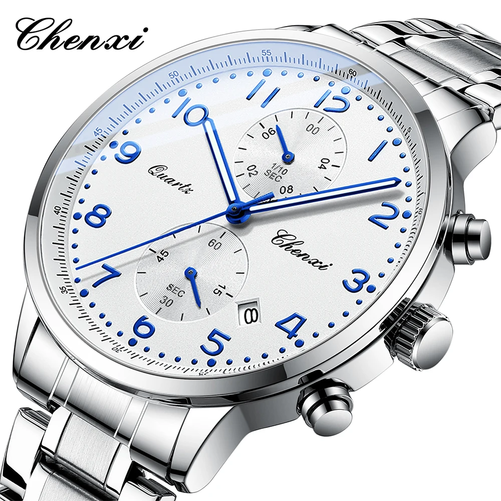 첸시 남성용 다기능 쿼츠 시계, 캘린더, 야광, 방수, 크로노그래프, 스톱워치