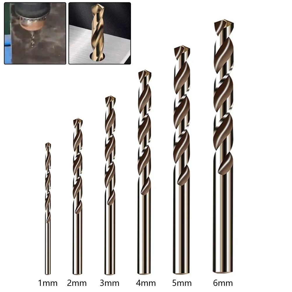 6pcs HSS M35 Cobalt Drill Bit 1/2/3/4/5/6mm For Wood Metal Stainless Steel Iron Drilling Hole Cutte Tools