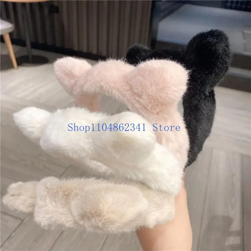 5asd Realistic Plush Ear Headband Woman Girls Makeup Washing Face Headband